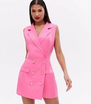 Cameo Rose Bright Pink Sleeveless Wrap Blazer Playsuit